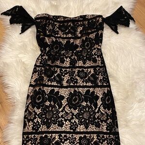 Express Black Strapless Lace Dress